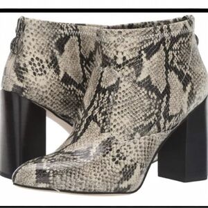 Franco Sarto Kortney Leather Snakeskin Print Block Heel Ankle Bootie Size 7.5